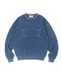 WORMHOLE LOGO NATURAL DYEING MESH KNIT BLUE