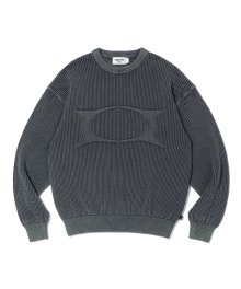 WORMHOLE LOGO NATURAL DYEING MESH KNIT CHARCOAL