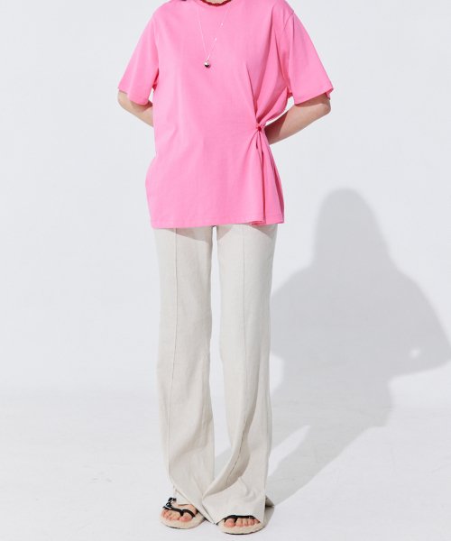 Linen semi-Bootscut Trousers_Light Beige ( _ )