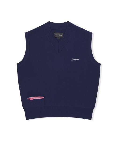 ベスト・ジレ YESEYESEE One Pocket Knitted V-Neck Vest 4FK236 yeseyesee One Pocket Knitted V-Neck Vest - Ivory | 하이츠스토어