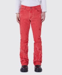 FLAME APPLIQUE TWILL PANTS_RED