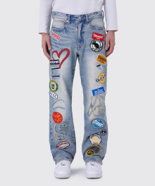 MULTI EMB PATCHED JEANS_METRO BLUE