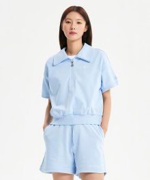 NBNCE2W312 / WOMEN 썸머 에코 반집업 반팔 맨투맨 (L/BLUE)