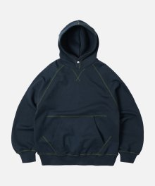 COVER STITCH PULLOVER HOODY _ NAVY
