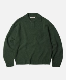 WOOL COLLAR KNIT PULLOVER _ FOREST GREEN