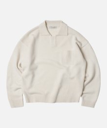 WOOL COLLAR KNIT PULLOVER _ IVORY