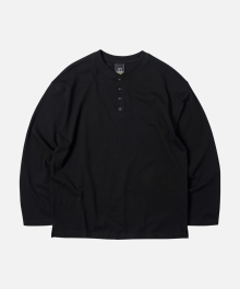 REGULAR HENLEY NECK L/S TEE _ BLACK