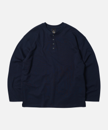 REGULAR HENLEY NECK L/S TEE _ NAVY