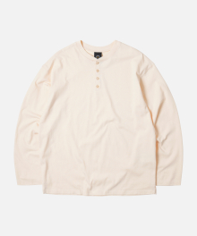 REGULAR HENLEY NECK L/S TEE _ CREAM