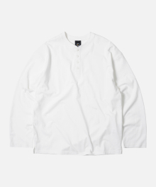 REGULAR HENLEY NECK L/S TEE _ WHITE