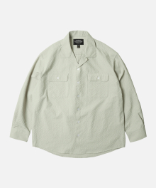 OPEN COLLAR SOLID SEERSUCKER SHIRT _ LIGHT KHAKI