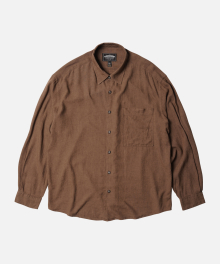 SILKY LINEN RELAXED SHIRT _ BROWN