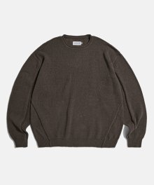 Boucle LS Knit Sweater Brown