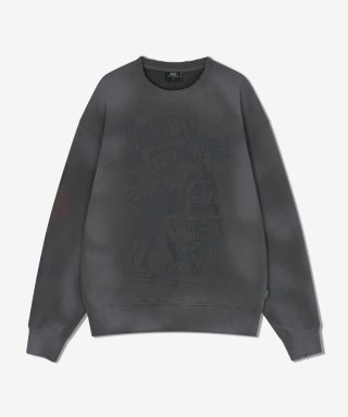 래리클락(LARRY CLARK) CHEMICAL DAMAGE WASHED CREWNECK CHARCOAL 상품 이미지