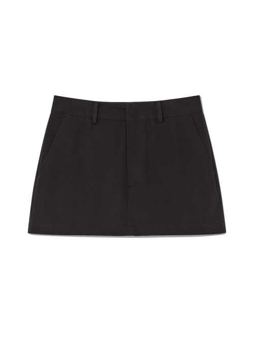 MUSINSA | GLOWNY OXFORD COTTON MINI SKIRT (BLACK)