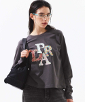 PRDA LOGO PATCH LONG SLEEVE GRAY-COLORFUL FLOWER