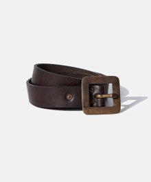 Distressed Wide Leather Belt Brown