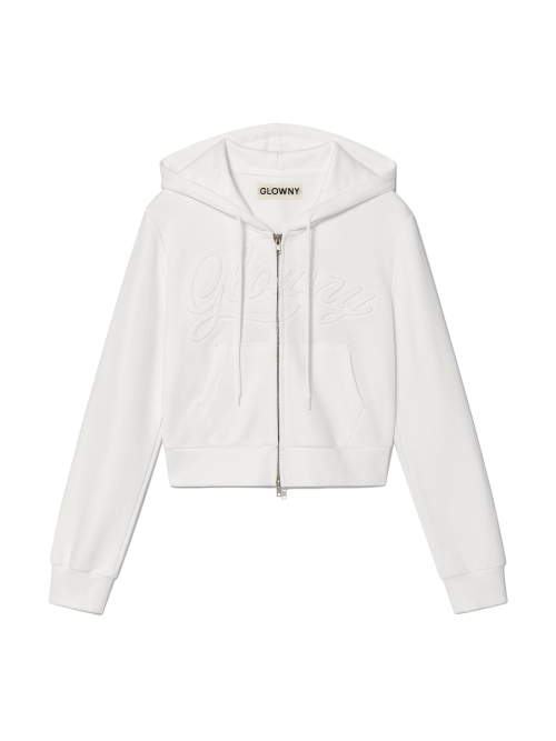 MUSINSA GLOWNY JORDAN CROP ZIP UP HOODIE WHITE