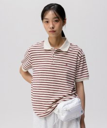 [24SS clove] Soft Stripe Terry Polo Shirt (Burgundy)