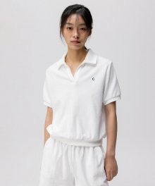 [24SS clove] Soft Terry Open Collar T-Shirt (White)