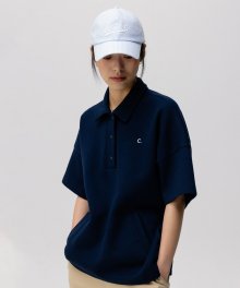 [24SS clove] Oversized Polo Shirt (Navy)