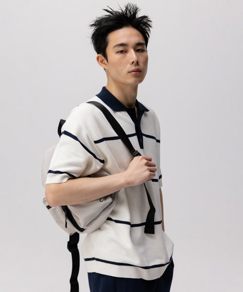 [24SS clove] Pin Stripe Pique Knit_Men (Cream)