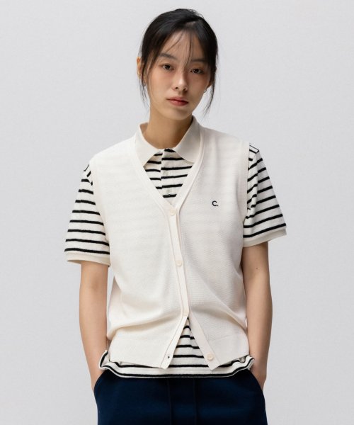 [24SS clove] Button-up Knit Жилетка (Cream)