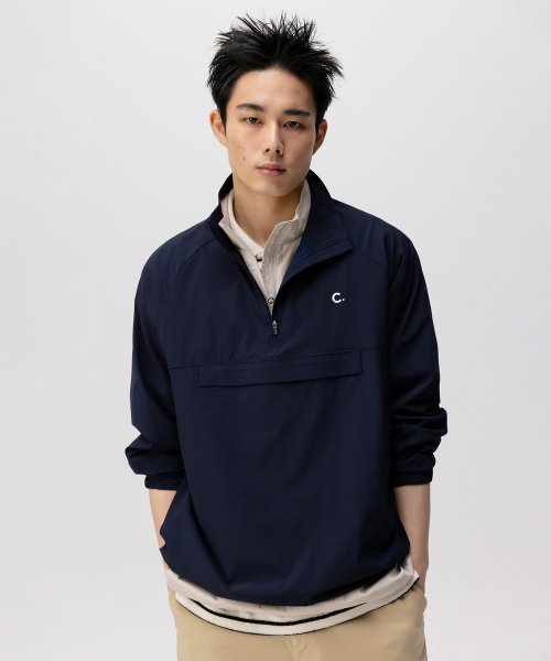 [24SS clove] Texture Half-Zip Anorak (Navy)