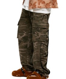 WRINKLE MIXED CAMO CARGO PANTS - KHAKI CAMO