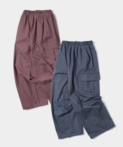 [UNISEX] 極高腰水洗STRING CARGO BANDING PANTS/ 2色