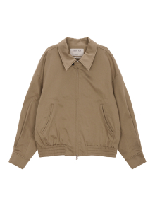 COTTON BLEND COLLAR RELAXED BOMBER JACKET IN BEIGE