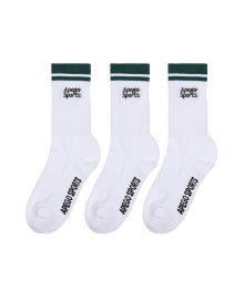 Embroidery Sports Socks Green [3pack]