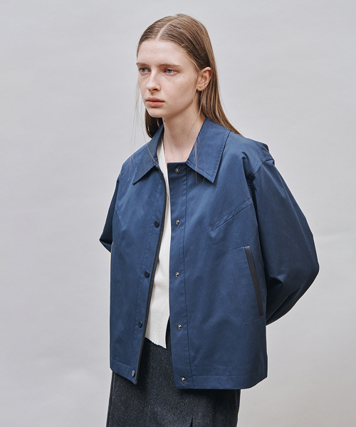 Leather Combo Blouson_ - Тёмно-синий