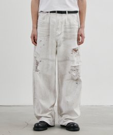 1707 DESTROYED DIRTY WHITE JEANS [MAX WIDE STRAIGHT]