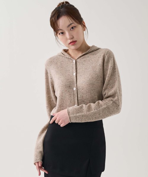 MUSINSA公式 | HYEYEONG KIM ウールフードニットカーディガン-ライト