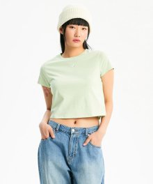 NBNEE2W402 / WOMEN 에센셜 중앙로고 반팔티 (L/GREEN)