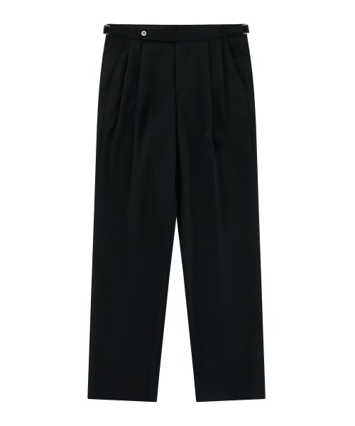 Wool worsted adjust 2Pleats relaxed Брюки (Black)