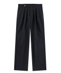 벨리프(BELLIEF) [Easy line] Cotton Two Pleated Wide Chino Pants (Dark navy)