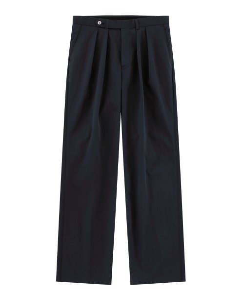[Easy line] Cotton Two Pleated Wide Chino Брюки (Dark navy)