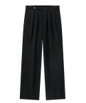 벨리프(BELLIEF) [Easy line] Cotton Two Pleated Wide Chino Pants (Black)
