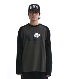 SKULL S.L RAGLAN LONG SLEEVE-DUST GREY/BLACK