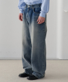 wide denim pants (blue)