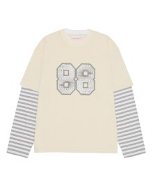 STRIPE LAYERED LS TEE IVORY