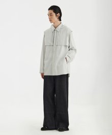 Detachable Hooded Shirt - Light Grey