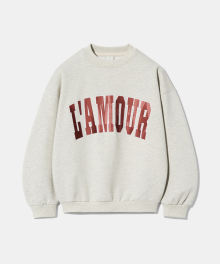 LAMOUR Big Embroidery Stitch Sweatshirt T87  Reddish Oatmeal