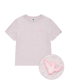 우먼스 와펜 반팔 티셔츠 멜란지 핑크