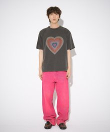 DESTROYED 6HEARTS PIGMENT T-SHIRT (CHARCOAL)