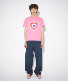 DESTROYED 6HEARTS LAYERED PIGMENT T-SHIRT (PINK)