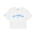 엠엘비(MLB) 여성 바시티 슬림 크롭 반팔 티셔츠 LA (White)