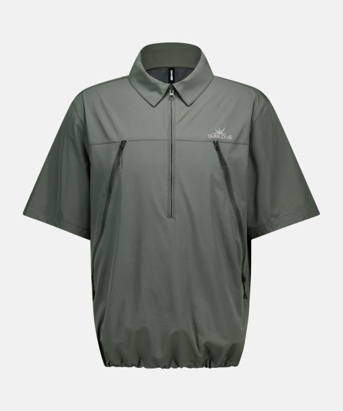 Active Half Zip Woven Polo Khaki